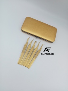 Pince à épiler pour extensions de cils en acier inoxydable durable, couleur or plasma, pointe en fibre, poignée diamant, volume, pour cils - Product Image 4