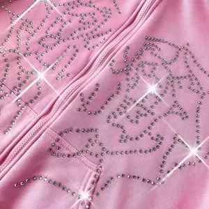 Fabricants de vêtements pour hommes sur mesure, sweat-shirts en coton mélangé, lourds, courts, amples, avec strass - Product Image 5