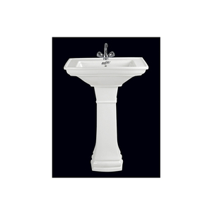 อ่างล้างหน้าเซรามิกสีขาวสำหรับใช้ในโรงแรมพร้อมแท่นของแท้ผู้ซื้อ - Product Image 1