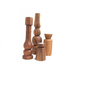 Différents styles de bougeoirs en bois, fabrication artisanale, finition naturelle, bougeoirs de table, principalement utilisés pour Halloween - Product Image 1