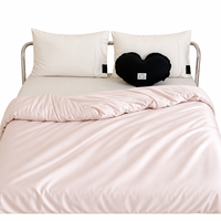 Juego de Ropa de Cama de Satén Rosa, 100% Algodón, 4 Piezas, para Todas las Temporadas, Suave y Lisa, para Hogar y Hotel