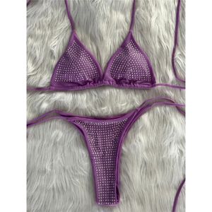 Summer New Trendy Beach Wear Ladies Diamond Bikini Set Maillot de bain taille haute respirant Maillot de bain personnalisé Maillot de bain Bikini - Product Image 3