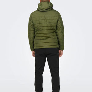 Veste matelassée légère pour homme, entièrement zippée, imperméable, verte, doublée, pour l'hiver, design personnalisé - Product Image 3
