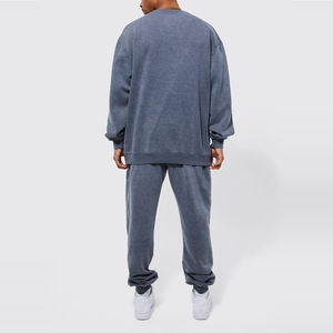 Nuevo Vintage lavado desgastado ácido lavado apilado Flare sudor trajes Jogger pantalones de chándal Unisex traje de sudor conjuntos de 2 piezas - Product Image 2