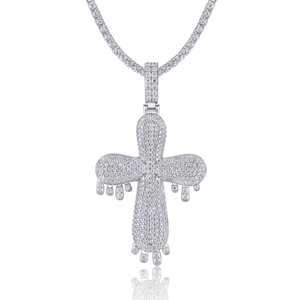 Hip Hop Iced Out Pendant 925 <b>Sterling</b> <b>Silver</b> Luxury Lab Grown Diamond <b>Silver</b> Plated Bling Charm Fashion Chain <b>Cross</b> <b>Necklace</b> - Product Image 1