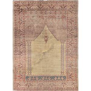 Tapis en soie noué à la main Gulmarg Pae-5768, 10 mm, motif floral classique Aubusson, pour entrée, prière, couloir, rectangulaire, fait main - Product Image 1