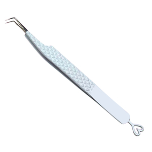 Pince à cils en acier inoxydable Volume incliné Pointe en micro-fibre Précision Durable Marque privée Extension de cils Pince à épiler - Product Image 1