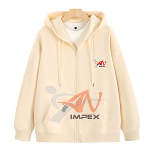 Wholesale High Quality Drop Shoulder Twill Lining Long Sleeve Heavy Cotton <b>Zip</b> up <b>Hoodies</b> With <b>Pockets</b> for Men - Product Image 4