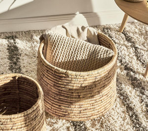 Panier de rangement rond et élégant pour l'art vietnamien authentique Fabriqué à la main en jacinthe d'eau écologique Offre spéciale - Product Image 1