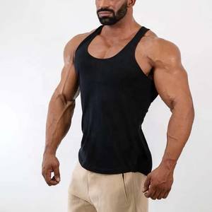 Camiseta sin mangas deportiva con cuello redondo transpirable de secado rápido de algodón 100% personalizada, camiseta informal en blanco sin mangas - Product Image 2