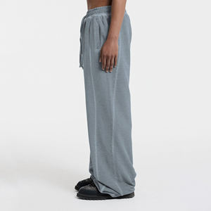 Pantalons de survêtement décontractés pour hommes, de haute qualité, personnalisés, vintage, évasés, larges, plats, légers, 100% coton, respirants, à séchage rapide, avec cordon de serrage - Product Image 3