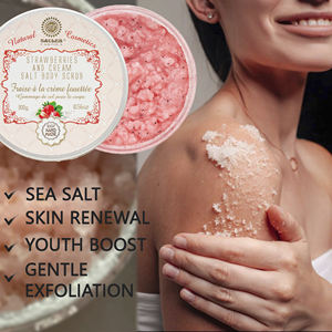 Exfoliante Corporal de Sal de Fresa Herbal Orgánico Hecho a Mano para Mujeres, Producto al por Mayor de Marca Privada Natural, Limpieza de la Piel, Baño y Cuerpo - Product Image 3