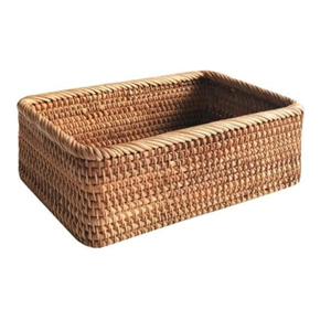 Cesta de almacenamiento ecológica moderna rectangular de ratán natural tejida a mano en Vietnam con tapa colorida para la organización del hogar lavandería - Product Image 1