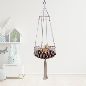 Top Pet's Modern Boho Cat Swing rond petit hamac en macramé avec kit de suspension Lavage à la main Animal Patterned Bed Cave - Product Image 1