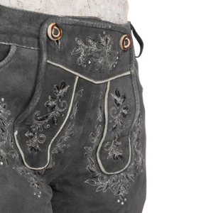 Pantalones cortos de cuero alemán Mujer Bavarian German Lederhosen Pantalones cortos de cuero auténticos de alta calidad Pantalones cortos de cuero para mujer - Product Image 6