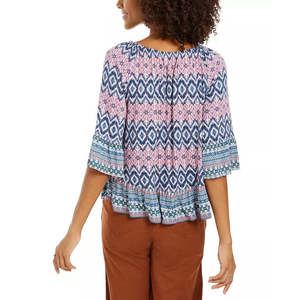 Top da Donna Style Co con Stampa, Spalle Scoperte, in Chiffon, Taglia XL, Stile Coreano, Motivo Leopardato Floreale Blu Scuro per Primavera/Estate - Product Image 2