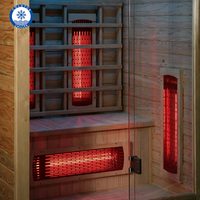 Sauna infrarouge lointain moderne en bois massif de pruche, directement de l'usine Omni, pour 2 personnes, idéal pour hôtels, bien-être, thérapie thermique et soutien du sommeil