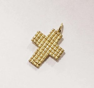 Colgante de Cruz Orthdox de oro amarillo de 14K con colgante de Cruz de diseño geométrico para joyería de moda unisex - Product Image 1