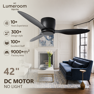 USA In Stock 42 Inch Low Profile <b>Ceiling</b> <b>Fan</b> No Light <b>Remote</b> Control Quiet Reversible DC Motor for Bedroom Living Room - Product Image 1