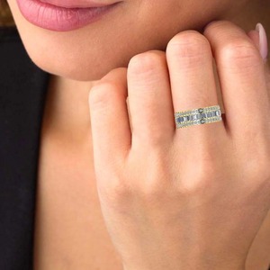 Top vendedor Baguette y Diamante redondo chapado en oro 925 Plata Pave Set banda de boda para mujeres moda de lujo a precio al por mayor - Product Image 5