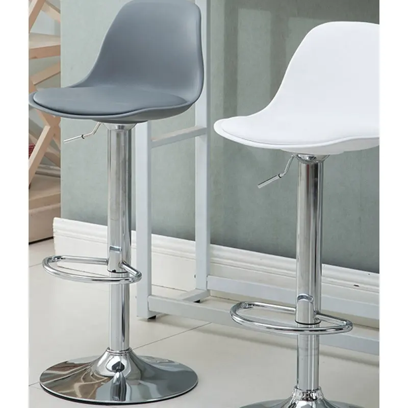 Beyaz Modern lüks döner plastik pu deri için yüksek sandalye sayacı restoran tasarım Bar taburesi mutfak