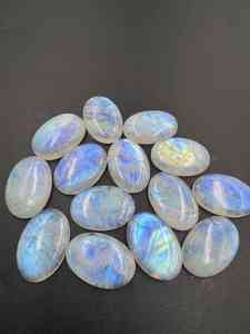 Cabujón de piedra lunar de arcoíris Natural llamativo azul de alta calidad, piedra preciosa de cristal suelta de forma ovalada suave para la fabricación de joyas - Product Image 3