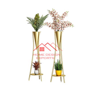 Último diseño de lujo para decoración del hogar, maceta de Metal con acabado Dorado para el hogar, oficina, sala de estar, accesorios de decoración a precio barato al por mayor - Product Image 3