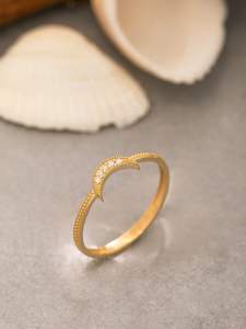 Solid 925 Sterling Silver 18k Gold Vermeil Minimalist Moon <b>Ring</b> For Women <b>CZ</b> Minimalist Bulk Lot Wholesale Jewelry Supply - Product Image 6