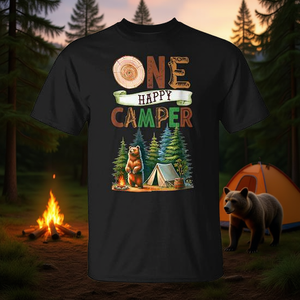 T-shirt One Happy Camper per il primo compleanno, per la festa in famiglia a tema campeggio con orsetti - Product Image 3