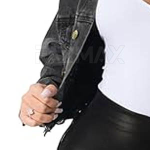 Meilleures ventes de veste en jean pour femme à manches longues Veste en jean court respirante sur mesure pour femme - Product Image 3