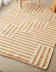 Tapis de jute tissé à la main traditionnel indien magnifiquement conçu tapis de sol en laine fait à la main pour une utilisation dans une chambre ou une porte - Product Image 2