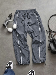 Trendy Custom Men's Baggy <b>White</b> Track Pants with Black Side Panel Accents and <b>White</b> Piping Detail - Relaxed Fit Sporty Casual - Product Image 4