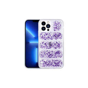 Coque de téléphone en TPU avec paillettes violettes et design ondulé pour iPhone 12 Pro, protection de l'appareil photo, coque arrière en silicone, modèle 14 Plus - Product Image 1