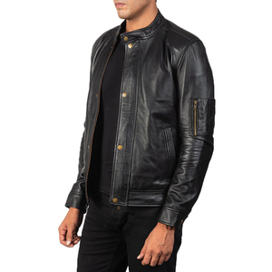 OEM vente en gros veste en cuir pour homme logo personnalisé coupe ajustée vestes de moto à la mode fournisseur en vrac à bas prix veste d'hiver motard pour hommes - Product Image 2