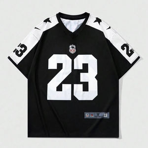 Camiseta Preppy Colorblock para hombre, de manga corta camiseta de fútbol, estilo para uso diario en la escuela de primavera y verano, técnica impresa - Product Image 1