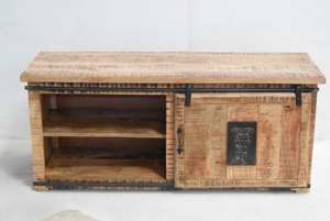 Meuble TV en bois de manguier massif écologique fait à la main porte coulissante LED pour bureau salon chambre à coucher-buffet de ferme - Product Image 4