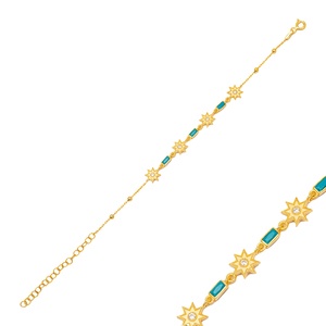 Star Design Baguette Shape Turquoise Stone <b>Charm</b> <b>Bracelet</b> Turkish Handmade Wholesale 925 Sterling <b>Silver</b> Jewelry - Product Image 1