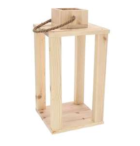 Portavelas de farolillos de madera en diseño de lujo con acabado natural, perfecto para bodas y decoración navideña - Product Image 3