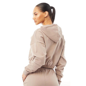 Nouvel arrivage de sweat à capuche en coton vierge crop top femmes à manches longues pull d'hiver personnalisé sweats à capuche élégants pour femmes - Product Image 4