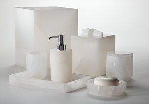 Juego de baño de alabastro de ónix blanco de lujo, accesorios de resina de ónix elegantes para la decoración elegante del hotel y los baños del hogar - Product Image 4