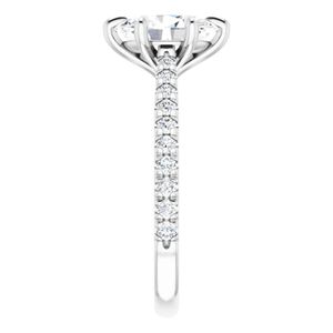 Bague solitaire en diamant de laboratoire taille cathédrale ovale à 6 griffes en or blanc - Product Image 2