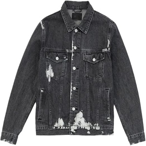 Veste de camionneur Hip Hop d'hiver pour hommes coupe régulière 100% coton avec peinture Splash Design nouveau style manteau en jean - Product Image 1