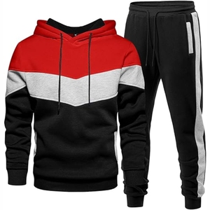 Sweat à capuche zippé avec poches pour hommes de haute qualité Ensemble de pantalons de sport Logo personnalisé imprimé Survêtement de jogging en tricot - Product Image 1