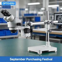 Microscope stéréoscopique zoom binoculaire OPTO-EDU A23.3645-STL1 7x-45x avec support de bras 0.7x-4.5x pour l'électronique et les circuits imprimés