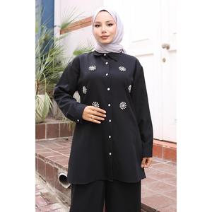 Conjunto Casual con Detalles de Piedras Brillantes, Negro 19264 XS, Largo Midi - Product Image 2