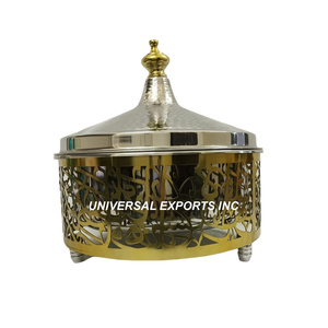 Calligraphie Arabe Acier Or Fini Hotpot Vente Chaude De Luxe Décoratif En Métal Réchauffeur De Nourriture Koweït Qatar Arabie Dubaï Mariages - Product Image 1