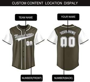 เสื้อเบสบอลสีมะกอกมีกระดุมเสื้อสำหรับผู้ชายและผู้หญิงใหม่พร้อมชื่อและหมายเลข-ชุดกีฬาสำหรับผู้ชายและผู้หญิง - Product Image 5
