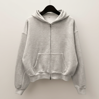 Özel Tasarım Kışlık Büyük Beden Fermuarlı Kapüşonlu Sweatshirt %100 Pamuk Ağır Kumaş 450gsm Polar Asit Yıkama Cepli Düz Renk Vintage Y2K Sokak Modası