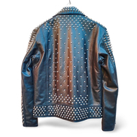 Nouveautés : Blouson Bomber en Laine Imprimé avec Strass, Style Biker Rock Punk, Clouté, Taille Plus pour Femme, Coupe-Vent et Respirant