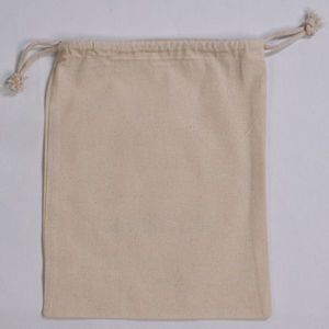Bolsa con cordón de lona de algodón orgánico personalizable elegante reciclable con diseño impreso para regalos promocionales - Product Image 3